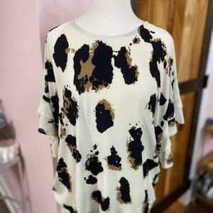 Bold Animal Print Top Umgee Large Ruffle Sleeve